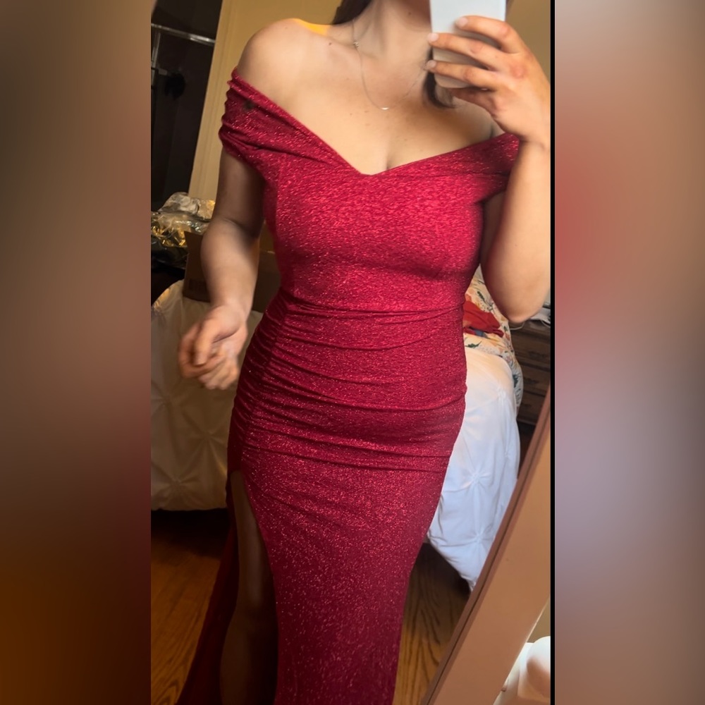 Off The Shoulder, Glitter Formal Dress - Picture 5 of 7